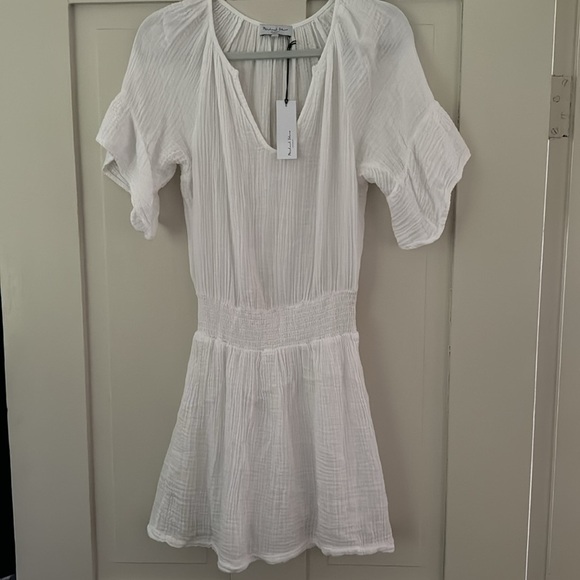 Michael Stars White Smocked Waist Katelyn Dress - Picture 9 of 16